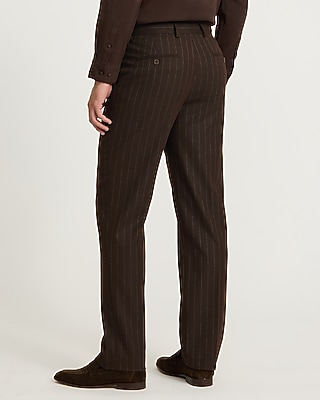Classic Striped Dark Brown Brushed Flannel Suit Pant
