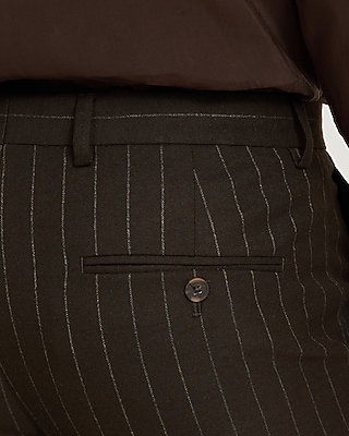 Classic Striped Dark Brown Brushed Flannel Suit Pant