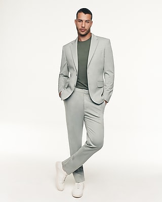 Slim Sage Wool-Blend Stretch Suit Pant