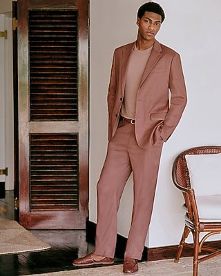 Classic Cognac Dusk Linen-blend Suit Pant