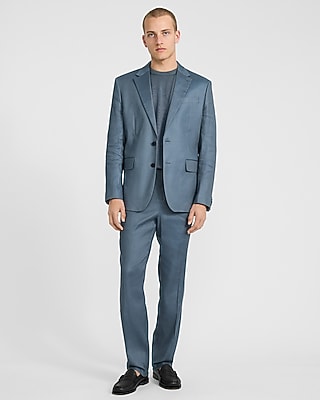 Classic Blue Linen-blend Suit Pant