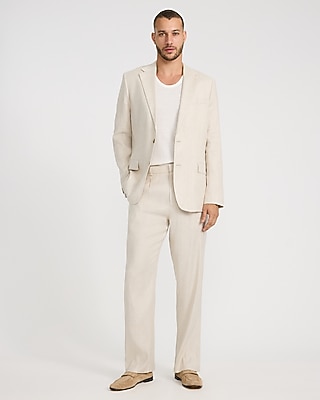 Relaxed Natural Linen-blend Pleated Suit Pant
