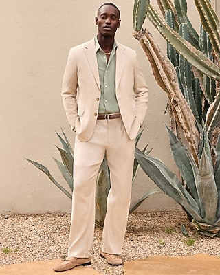 Relaxed Natural Linen-Blend Pleated Suit Pant