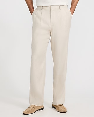 Relaxed Natural Linen-blend Pleated Suit Pant