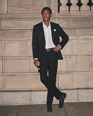 Slim Black Cotton-Blend Boucle Suit Pant