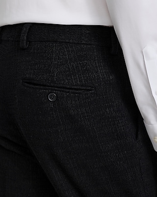 Slim Black Cotton-Blend Boucle Suit Pant