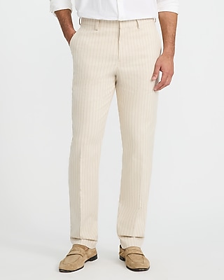Slim Striped Linen-Blend Stretch Suit Pant