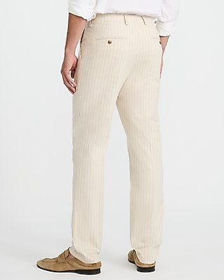 Slim Striped Linen-Blend Stretch Suit Pant