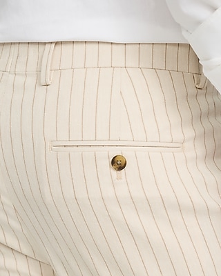 Slim Striped Linen-Blend Stretch Suit Pant