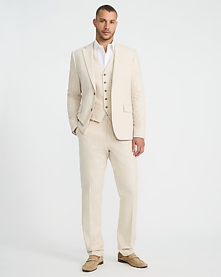 Slim Striped Linen-Blend Stretch Suit Pant