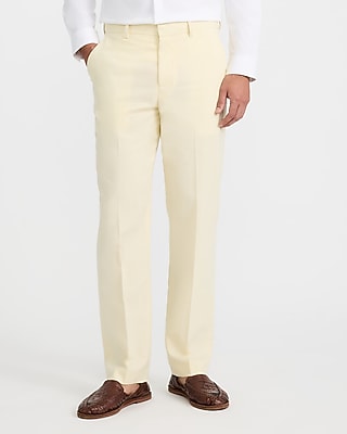 Classic Yellow Striped Linen-Blend Stretch Suit Pant