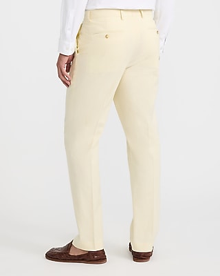 Classic Yellow Striped Linen-Blend Stretch Suit Pant