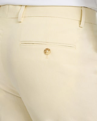 Classic Yellow Striped Linen-Blend Stretch Suit Pant