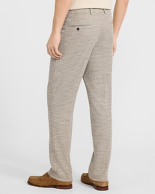 Slim Textured Brown Houndstooth Suit Pant