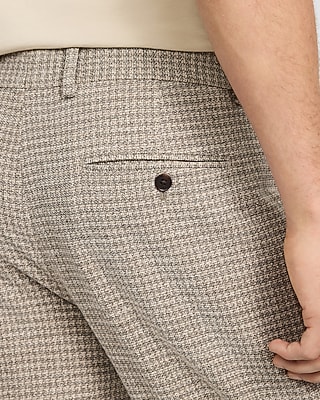 Slim Textured Brown Houndstooth Suit Pant