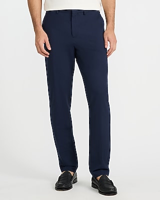Slim Navy Seersucker Everyday Performance Hybrid Elastic Waist Suit Pant