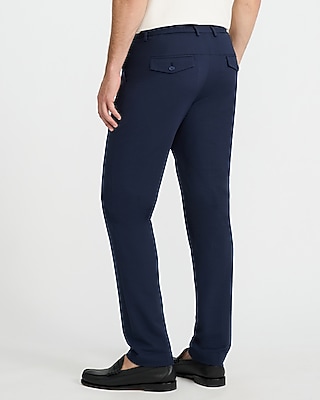 Slim Navy Seersucker Everyday Performance Hybrid Elastic Waist Suit Pant