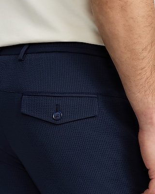 Slim Navy Seersucker Everyday Performance Hybrid Elastic Waist Suit Pant