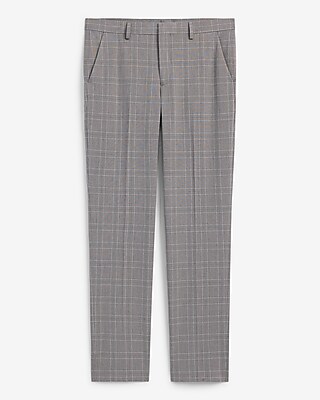 Extra Slim Grey Plaid Stretch Suit Pant