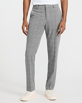 Extra Slim Grey Plaid Stretch Suit Pant