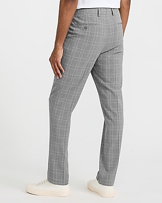 Extra Slim Grey Plaid Stretch Suit Pant