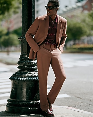 men's slim fit brown dress pants Nutmeg Brushed Flannel Suit Pant regular sleeve Sexy Backless Summer Lace Size:S/M (UK 10) to pants
