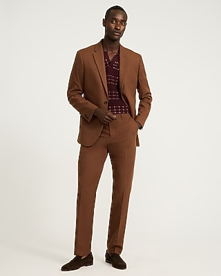 Slim Nutmeg Brown Brushed Flannel Suit Pant