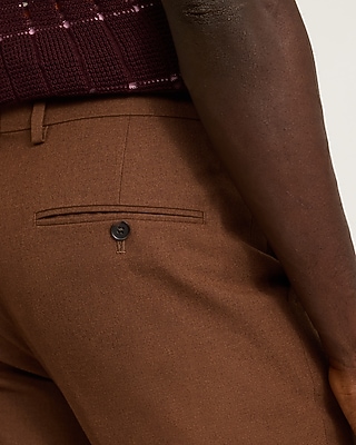 Slim Nutmeg Brown Brushed Flannel Suit Pant