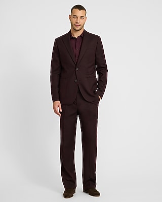 Relaxed Maroon Brushed Flannel Suit Pant