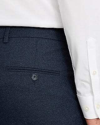 Slim Dark Blue Brushed Flannel Suit Pant