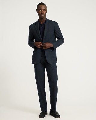 Classic Blue Plaid Suit Pant
