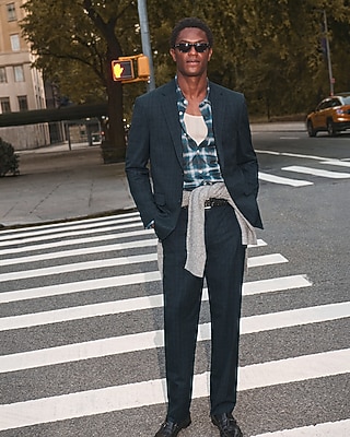 Classic Blue Plaid Suit Pant