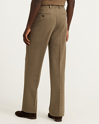 Relaxed Textured Brown Pleated Suit Pant