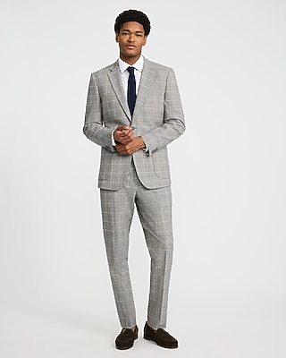 Extra Slim Gray Windowpane Stretch Suit Pant