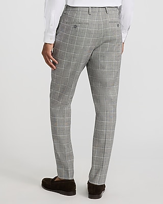 Extra Slim Gray Windowpane Stretch Suit Pant