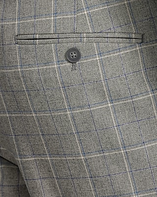 Extra Slim Gray Windowpane Stretch Suit Pant