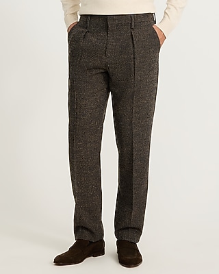 Classic Marled Wool-Blend Boucle Double Breasted Suit Pant