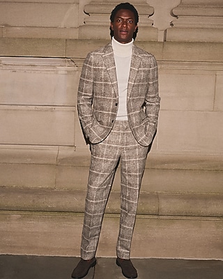 Slim Plaid Wool-Blend Boucle Suit Pant