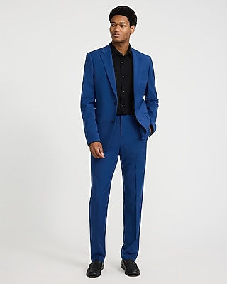 Slim Bright Blue Wool-Blend Washable Modern Tech Suit Pant
