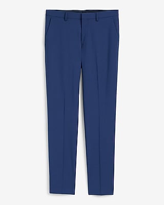 Slim Bright Blue Wool-Blend Washable Modern Tech Suit Pant