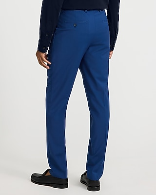Slim Bright Blue Wool-Blend Washable Modern Tech Suit Pant
