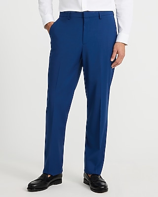 Slim Bright Blue Wool-Blend Washable Modern Tech Suit Pant