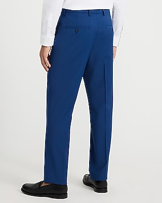 Slim Bright Blue Wool-Blend Washable Modern Tech Suit Pant