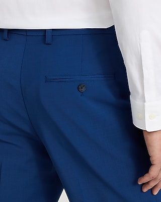 Slim Bright Blue Wool-Blend Washable Modern Tech Suit Pant