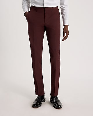 Extra Slim Burgundy Wool-Blend Modern Tech Suit Pant