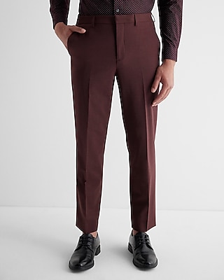 Skinny Fit Suit Pants - Burgundy - Men