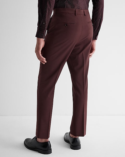 Slacks and Chinos Slacks and Chinos Express Trousers Mens Trousers Express Big & Tall Conscious Edit Classic Solid Burgundy Wool-blend Modern Tech Suit Pants Red W38 L30 for Men 