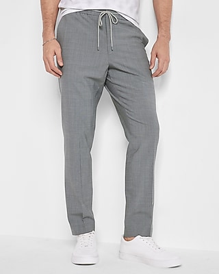 Extra Slim Gray Wool-blend Modern Tech Drawstring Dress Pant