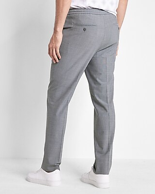 Extra Slim Gray Wool-Blend Modern Tech Drawstring Dress Pant