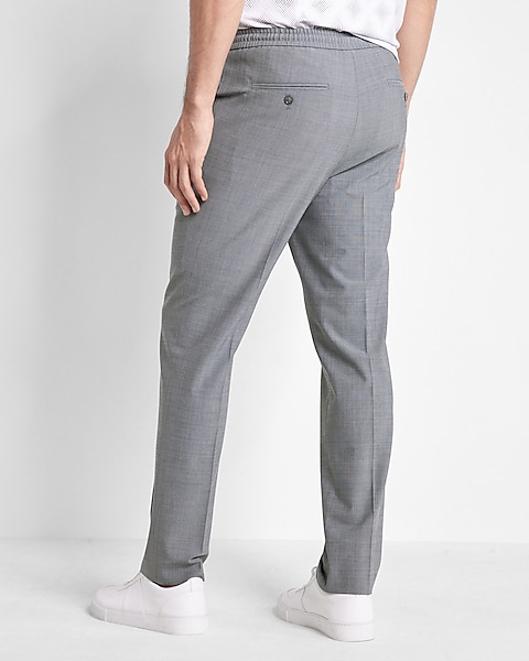 Extra Slim Gray Wool-blend Modern Tech Drawstring Dress Pant